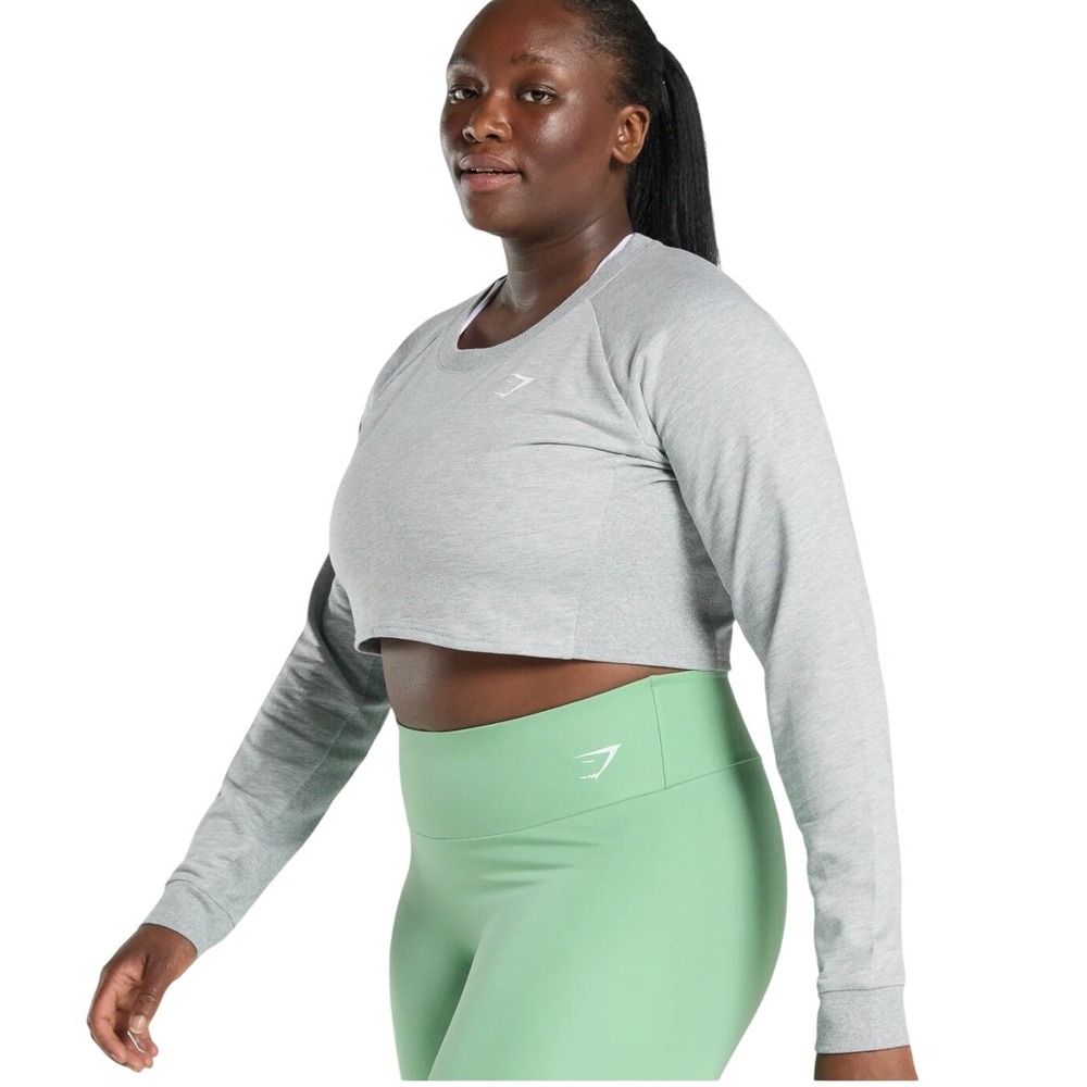 Gymshark Gray Cropped Long Sleeve Athletic Top Sweatshirt Women's Size M